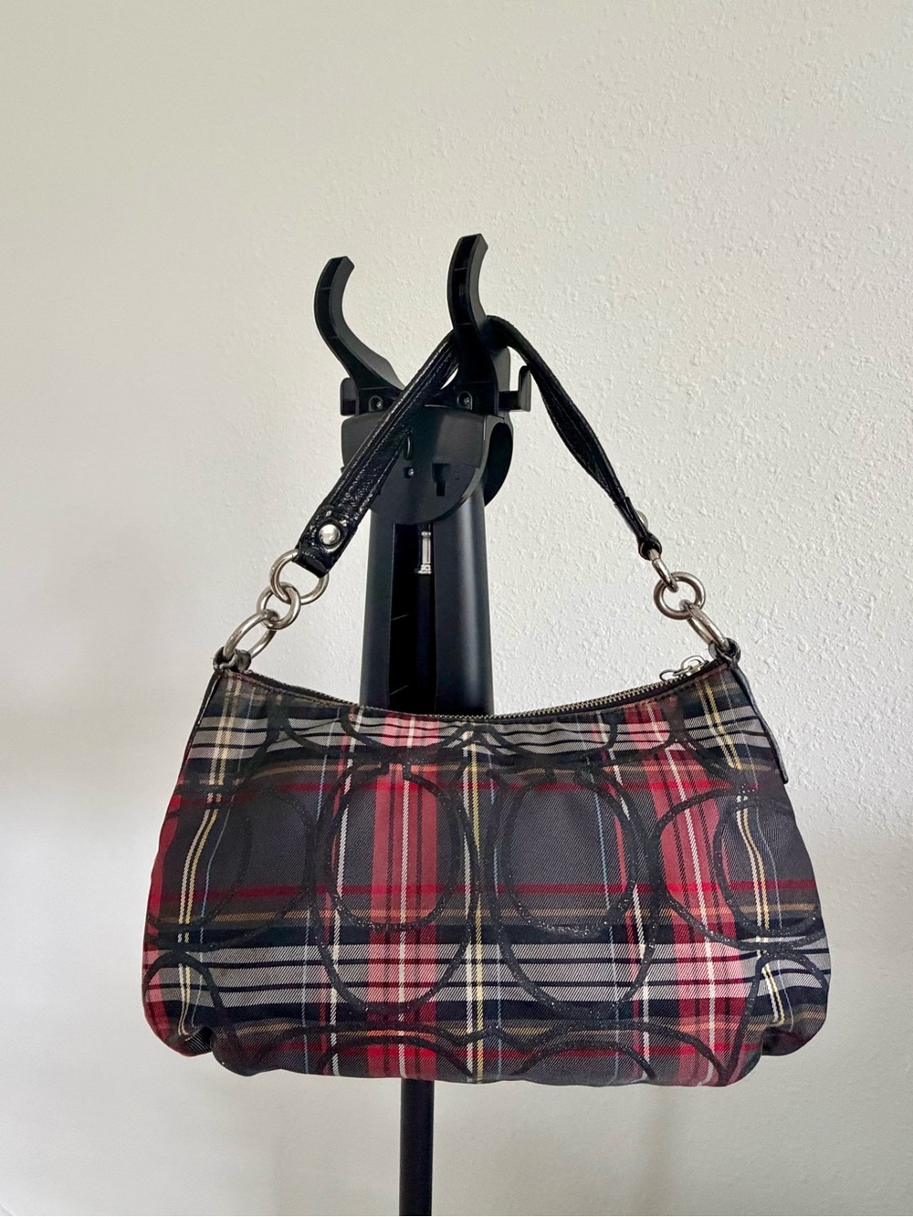 Coach 14366 Poppy Tartan Plaid Two Way Shoulder Bag - Gem